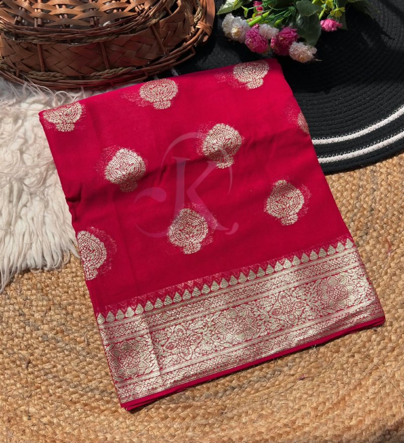 Jk 470 Georgette Viscose Weaving Border Saree